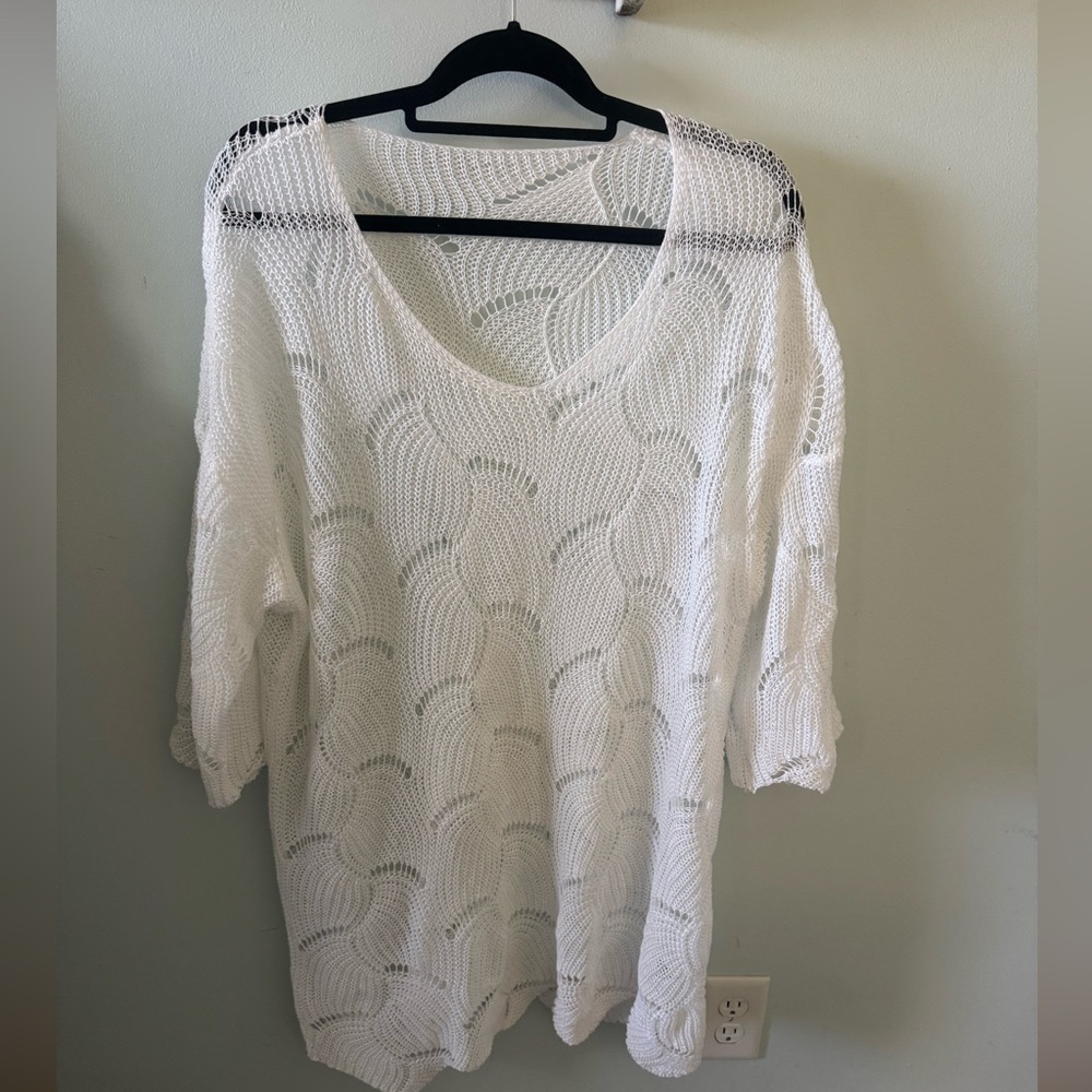 White knit cover up
